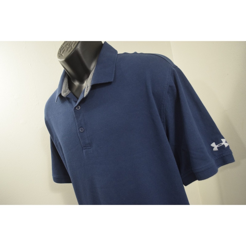 Under Armour‎ Golf Polo Blue HeatGear Loose Cotton Blend Short Sleeve Mens XL